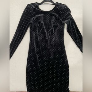 EXPRESS Black Velvet Gold Studded Dress